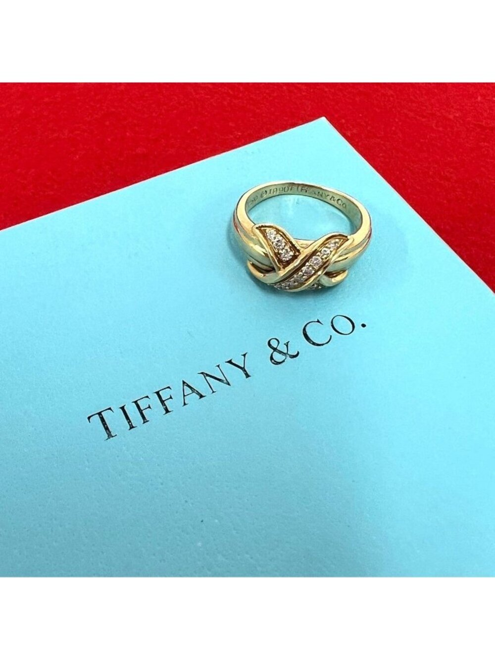 Tiffany & Co Signature Ring 18k Yellow Gold 750 Diamond